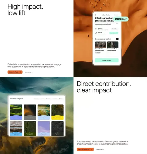 Patch | The platform that powers climate action - Landing design inspiration