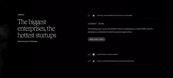 Generate MCP servers & SDKs from OpenAPI | Speakeasy - Landing design inspiration
