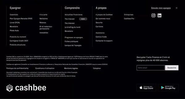 Cashbee — Les meilleurs placements, dans votre poche - Landing design inspiration
