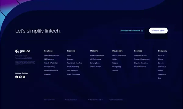 Galileo Financial Technology Platform | Banking, Fintech, APIs - Landing design inspiration