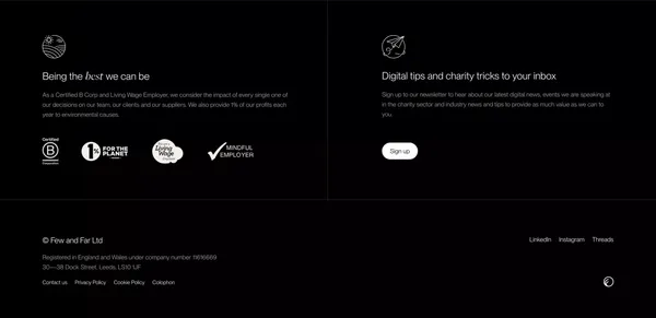 Few and Far — We help charities make our world a better place - Landing design inspiration