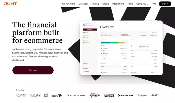 Juni | FinTech - Financial Services for Ecommerce Businesses - Landing design inspiration