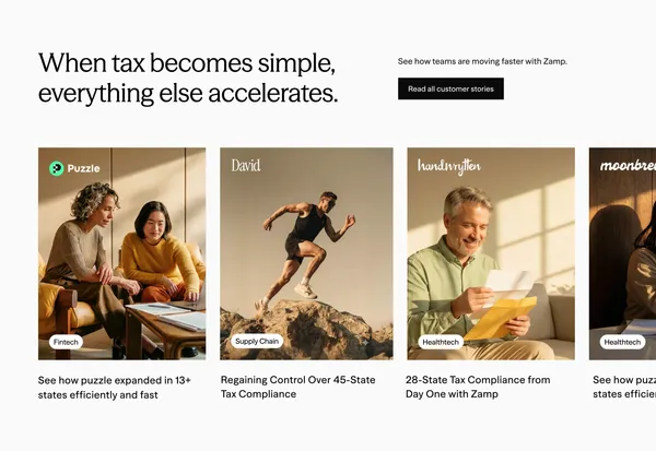 Zamp | Sales Tax Compliance Software, Fully Managed - Landing design inspiration