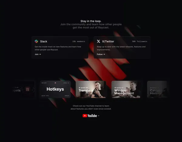 Raycast - Your shortcut to everything - Landing design inspiration
