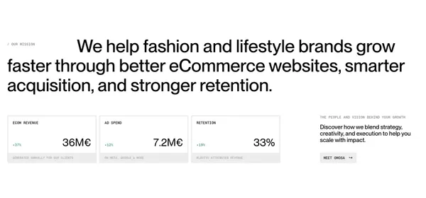 Full-service eCommerce agency | Shopify & Klaviyo Partner - Portfolio design inspiration