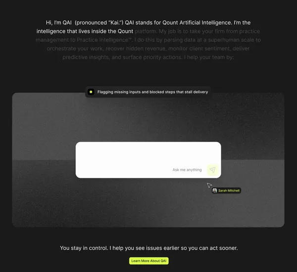 Qount Practice Intelligence Platform for Tax & Accounting Firms - Landing design inspiration