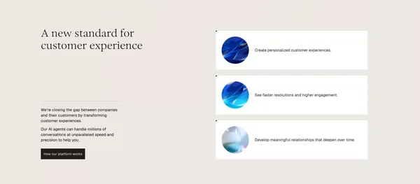 AI Agent Management Platform for contact centers - Landing design inspiration