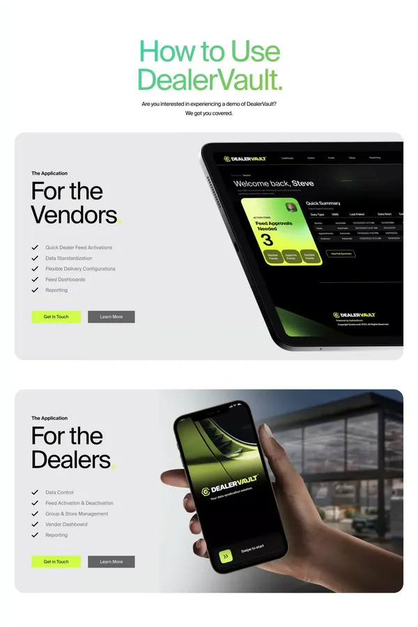 Dealer Vault - Landing design inspiration