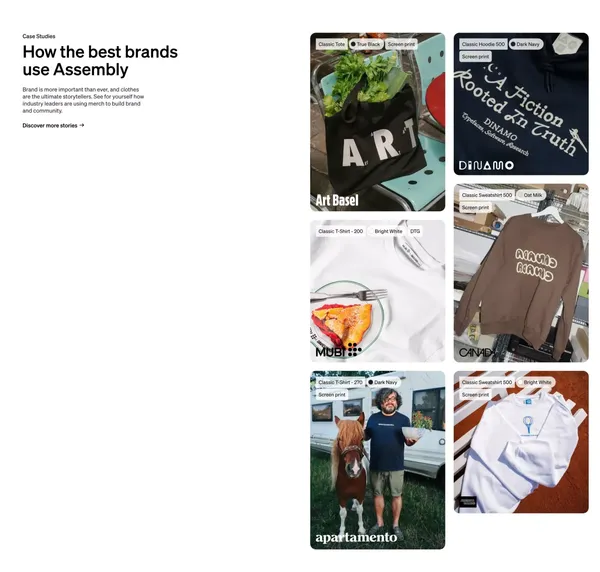 Premium Custom Merch | Assembly - Landing design inspiration