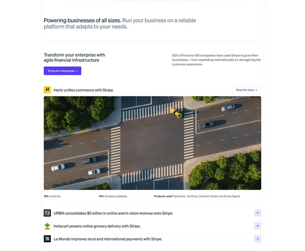Stripe | Financial Infrastructure to Grow Your Revenue - Landing design inspiration