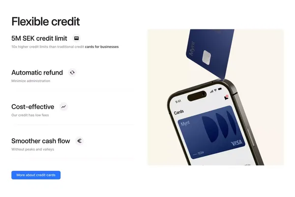 More than just a card | The end-to-end solution for company spending Mynt - Landing design inspiration
