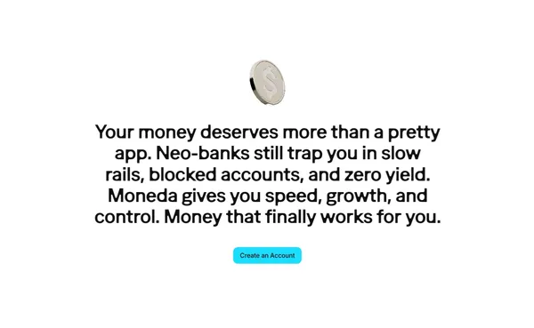 Moneda | Self-Custodial Neo Finance - Landing design inspiration