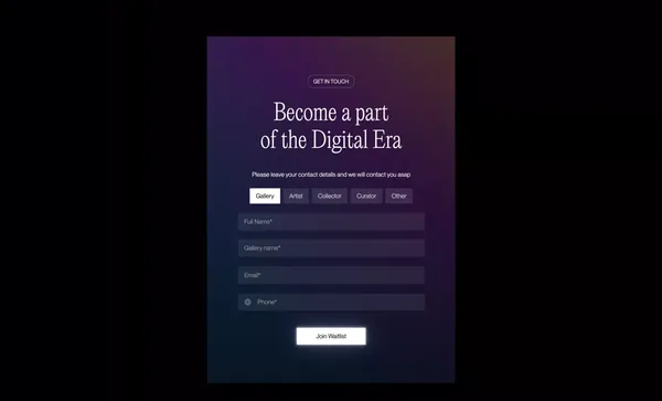 Digital Original™: The New Era of Art is Digital - Landing design inspiration