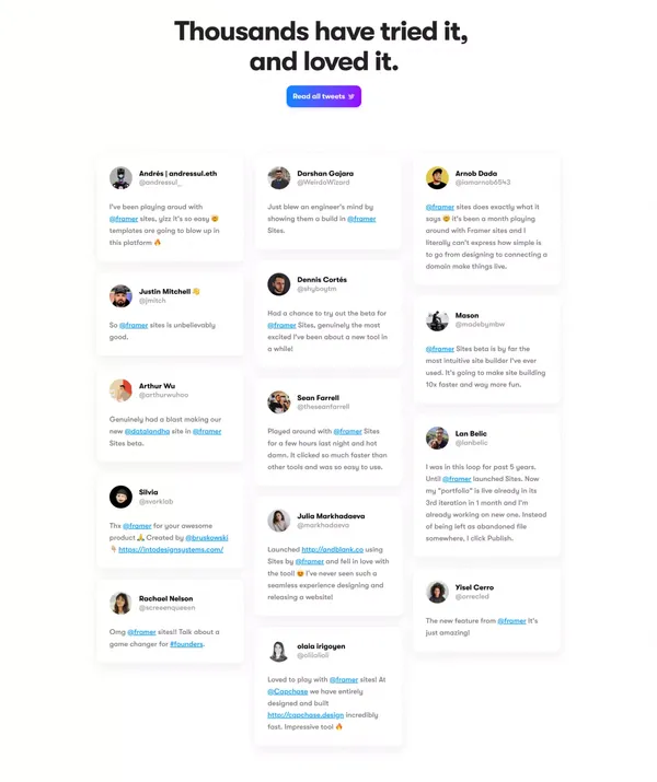 Framer: Make beautiful websites in minutes - Landing design inspiration
