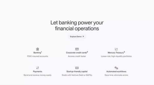 Mercury | Online Business Banking For Startups - Landing design inspiration