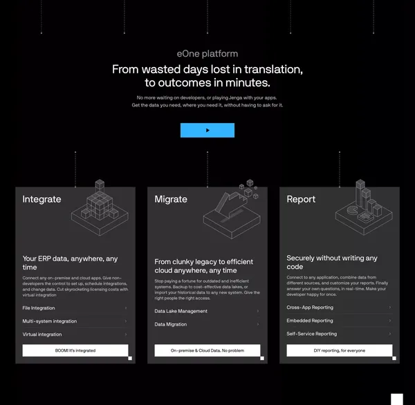eOne Solutions - Landing design inspiration