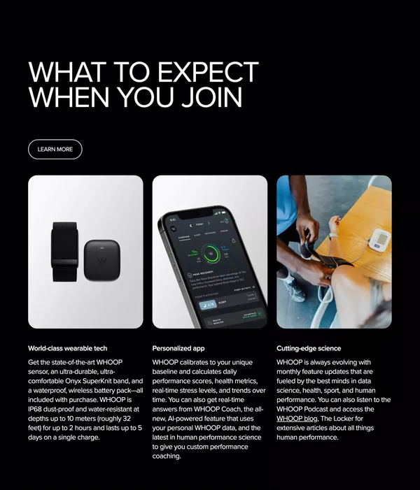 WHOOP | Unlock Your Potential - Landing design inspiration