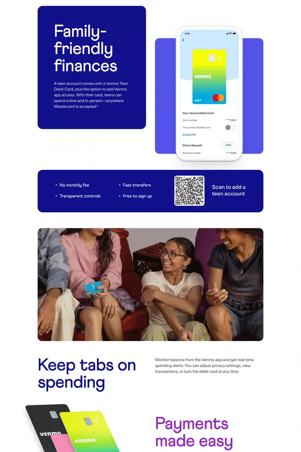 Venmo Teen Account | Venmo - Landing design inspiration