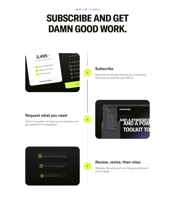 Goodtime — No-code design subscription - Landing design inspiration