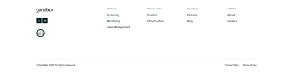 Sandbar | Modular anti-money laundering (AML) software - Landing design inspiration