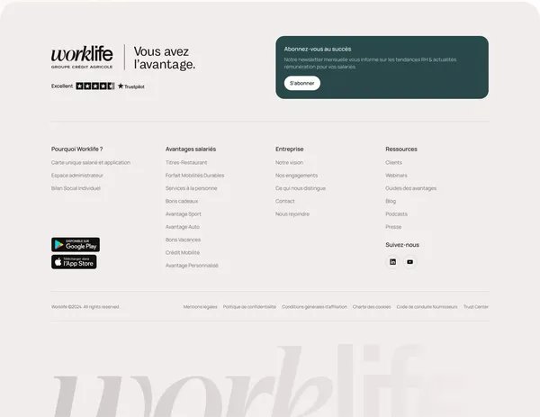 Worklife - Les avantages salariés au cœur de votre politique RH - Landing design inspiration