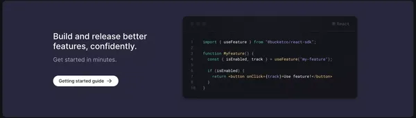 Bucket: Feature flagging that's purpose-built for B2B SaaS - Landing design inspiration