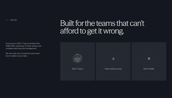 Concourse | AI transformation for finance. - Landing design inspiration