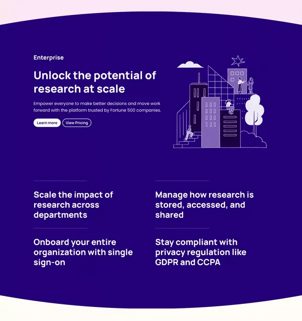 Customer knowledge platform - Dovetail - Landing design inspiration