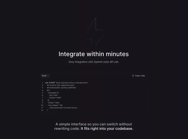 Keywords AI |  Unified DevOps platform to build AI applications - Landing design inspiration
