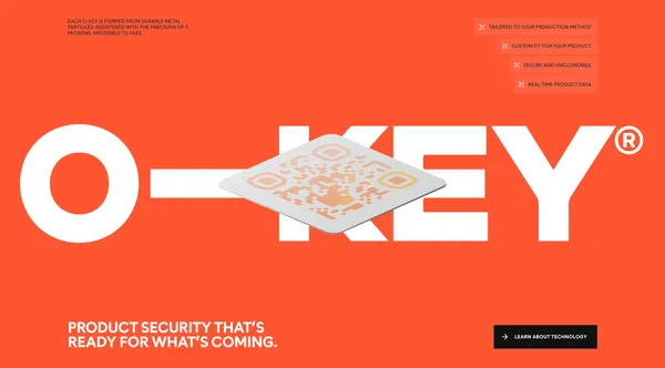 O-KEY | Unclonable Product Authentication, Traceability & Anti-Counterfeit Tech - Landing design inspiration