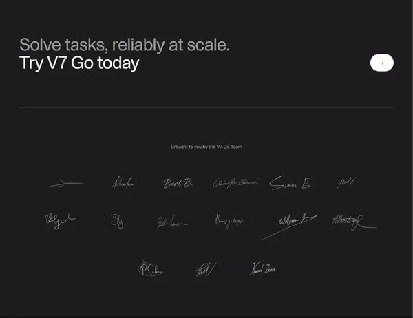 V7 Go | Automate Tasks at Scale with LLMs & Gen AI Workflows - Landing design inspiration