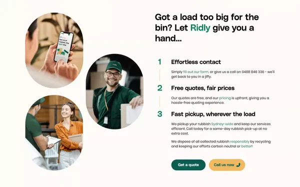 Ridly Rubbish Removal Sydney | Fast Junk Removal - Landing design inspiration