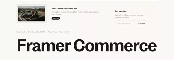 Framer Commerce | Shopify x Framer - Landing design inspiration