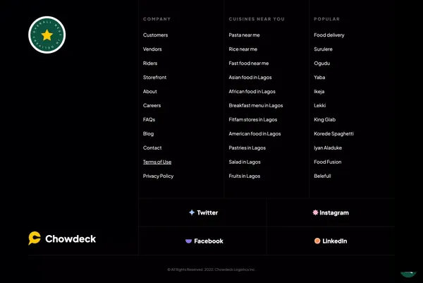 Chowdeck Logistics | Order Food & Drinks from Restaurants near you | Fast Delivery - Landing design inspiration