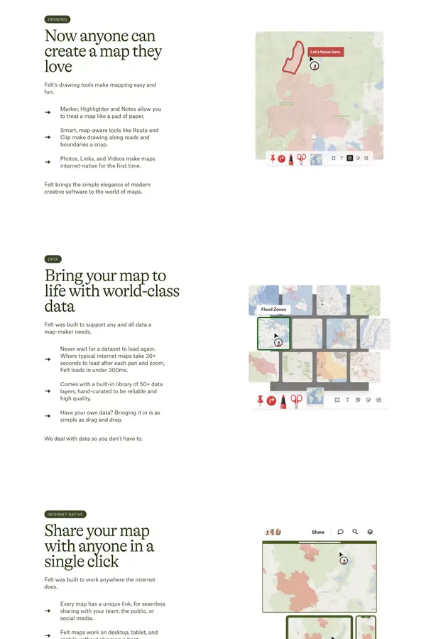 Felt – The best way to make maps on the internet - Landing design inspiration
