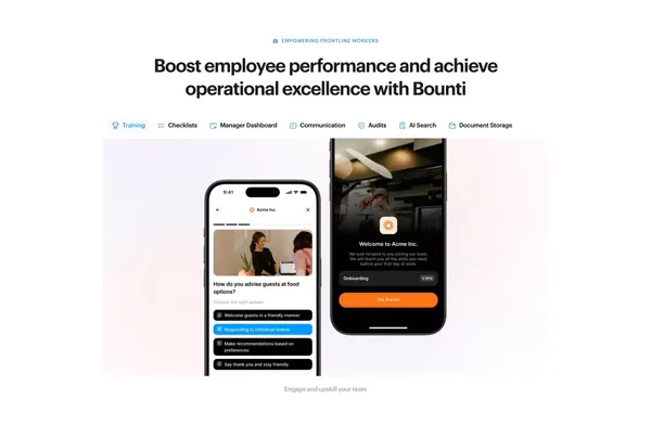 Bounti: Employee Training and Operations Platform - Landing design inspiration