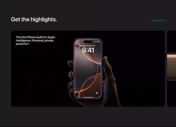 iPhone 16 Pro and iPhone 16 Pro Max - Apple - Landing design inspiration