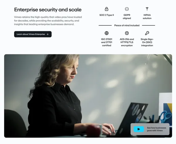 Vimeo AI-Powered Video Platform - Landing design inspiration