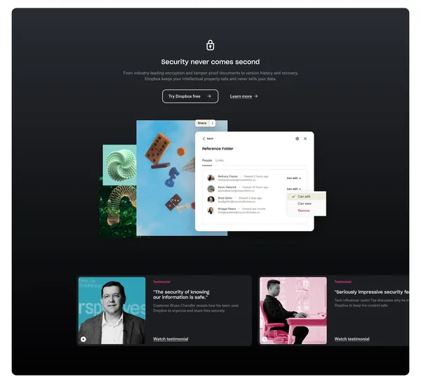 Dropbox: Secure cloud storage, file sharing, and more - Landing design inspiration