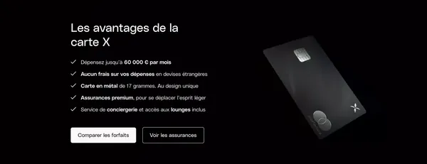 Carte X métal : la carte premium pour les pros - Landing design inspiration