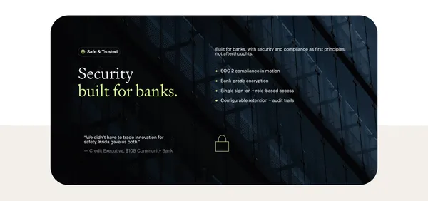 Krida — Intelligent Software for Commercial Lenders - Landing design inspiration