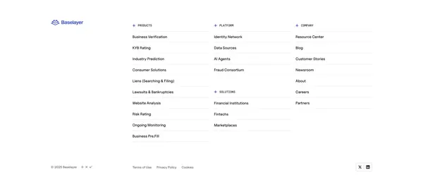 Baselayer: Business Identity Verification, Risk, & Fraud - Landing design inspiration
