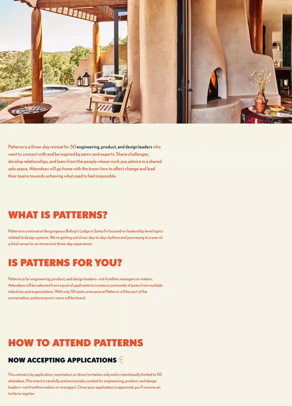 Patterns 2022 | Design Systems Retreat for Leaders - Landing design inspiration