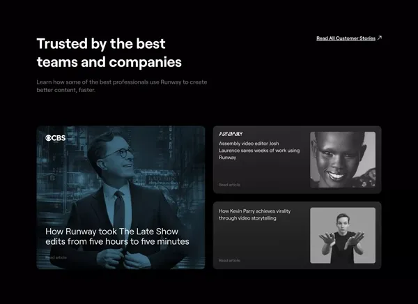 Runway - Online Video Editor | Everything you need to edit video, fast. - Landing design inspiration