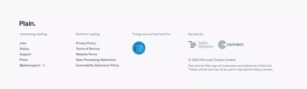 Plain - Support for developers - Landing design inspiration