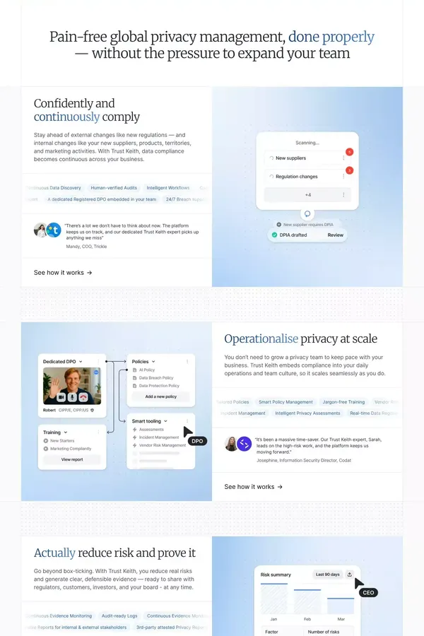 Trust Keith · The Expert Data Protection Service - Landing design inspiration