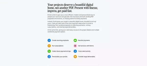 Portal - your beautiful freelance toolkit - Landing design inspiration