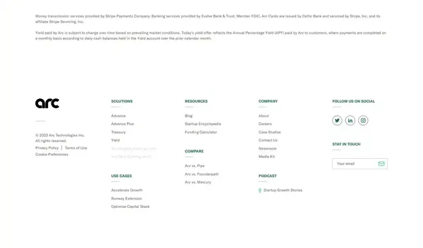 Empowering startups with a better banking experience | Arc - Landing design inspiration