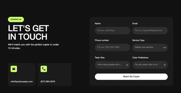 Quick Copies - Landing design inspiration