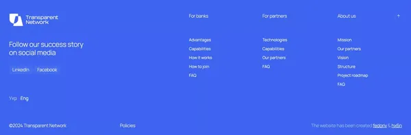 Real time payments 24/7 with Transparent Network - Landing design inspiration